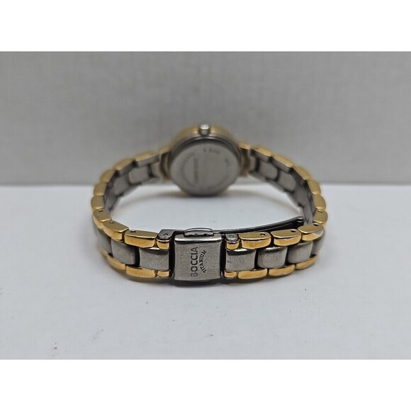Boccia Titanium Womens Two Tone Watch White Dial Japan Quartz 5 Bar New Battery